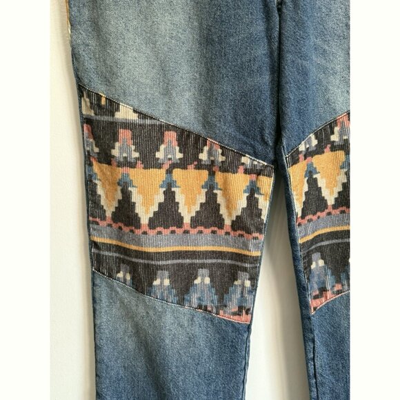 We The Free FP Patchwork Jeans Women’s 29 High Rise Corduroy Trim Boho Western - Picture 4 of 15